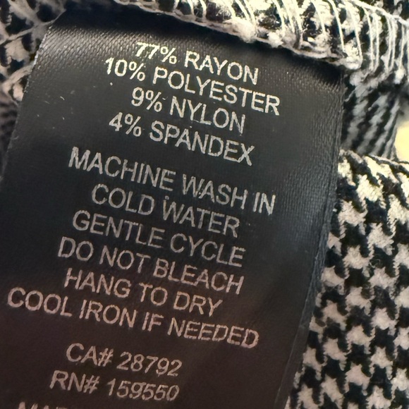 Massimo Fabbro ITALY Pull On Pants Women Sz 10 Black White Plaid Elastic Waist - Picture 6 of 6